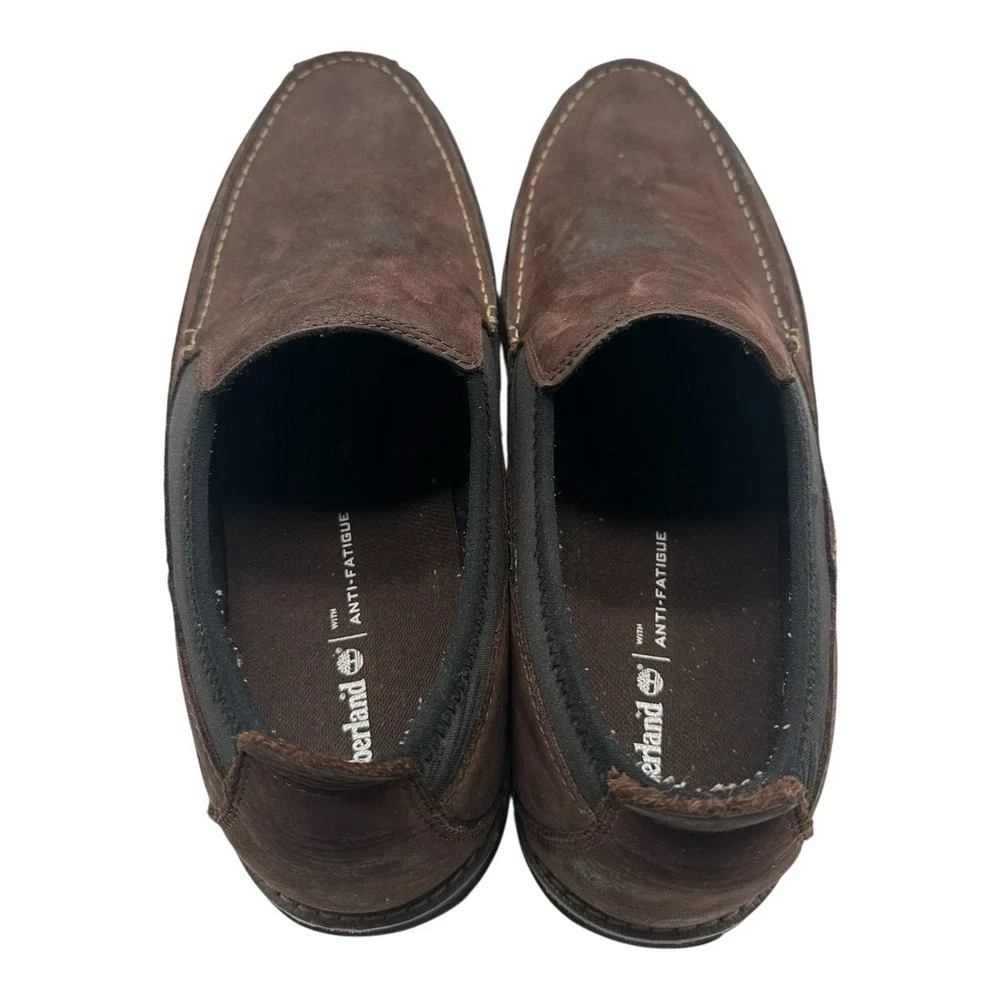 Timberland Shoes Men Sz 13 Brown Leather Slip On Loafers Anti-Fatigure Gripstick